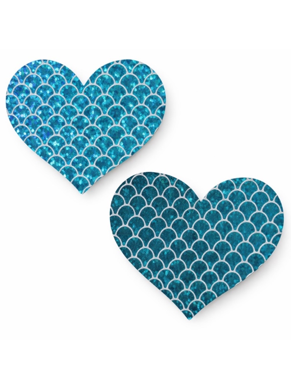 Iridescent Blue Mermaid Scale Heart Nipple Pasties Holographic Festival